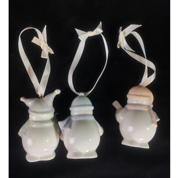 Lenox Musical Snowmen Ornaments Set of 3 Accordion Banjo Flute Gold Accents - Picture 4 of 6